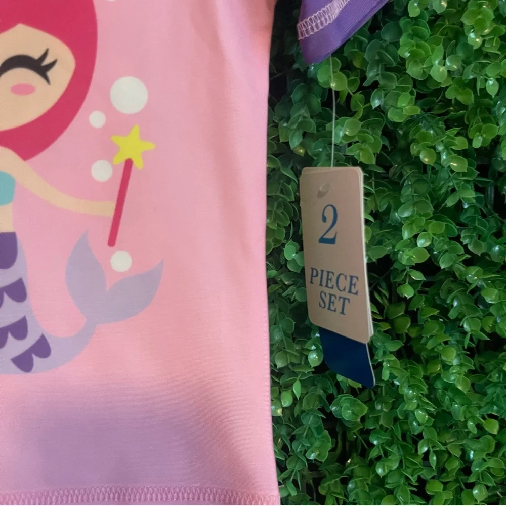Dreamwave Swim Toddler 2pc Rashgaurd Mermaid Swim Set 3T Quick Dry pink Purple